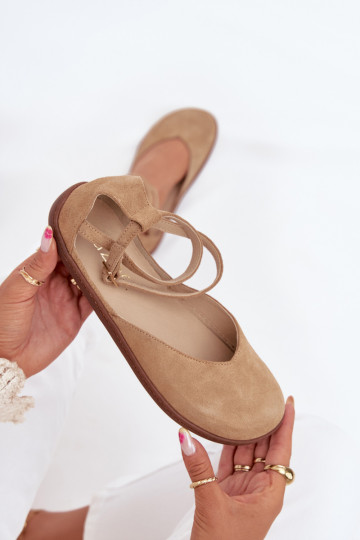 Sapatilhas de camurça Feminino Barefoot com listras Zazoo 191 bege 2