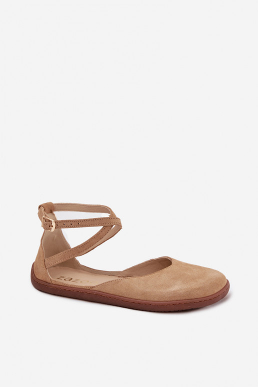 Sapatilhas de camurça Feminino Barefoot com listras Zazoo 191 bege Sapatilhas de camurça Feminino Barefoot com listras Zazoo 191 bege