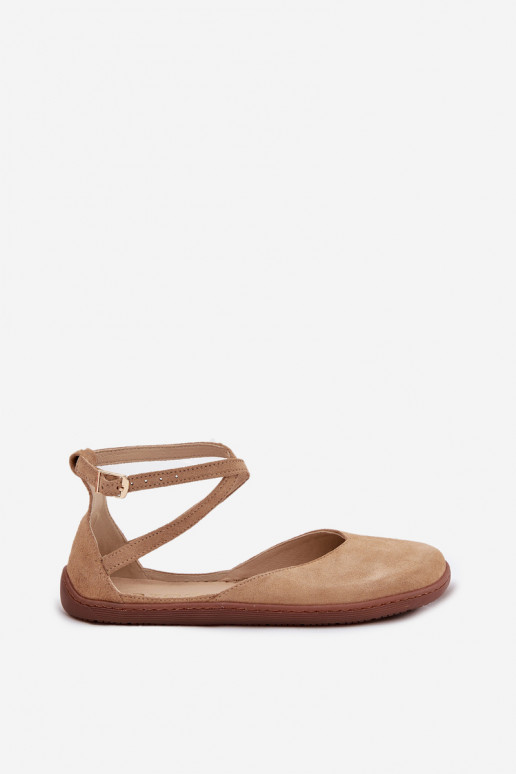 Sapatilhas de camurça Feminino Barefoot com listras Zazoo 191 bege Sapatilhas de camurça Feminino Barefoot com listras Zazoo 191 bege