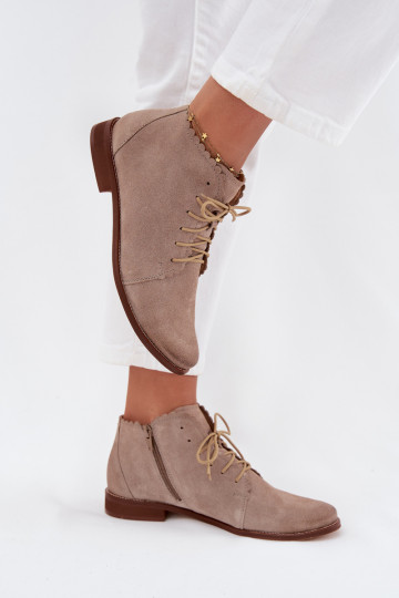 Botas em camurça com saltos largos Zazoo 4078 cor cappuccino