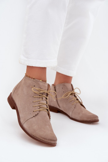 Botas em camurça com saltos largos Zazoo 4078 cor cappuccino 2