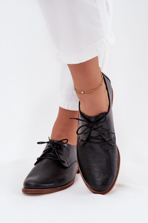 Pele sapato Feminino Estilo elegante com atacadores Zazoo 4238 cor preta Pele sapato Feminino Estilo elegante com atacadores Zazoo 4238 cor preta