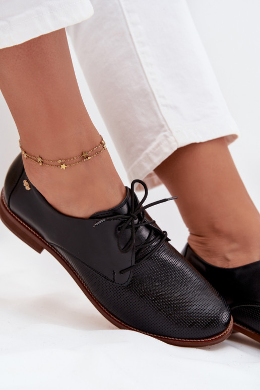 Pele sapato Feminino Estilo elegante com atacadores Zazoo 4238 cor preta Pele sapato Feminino Estilo elegante com atacadores Zazoo 4238 cor preta