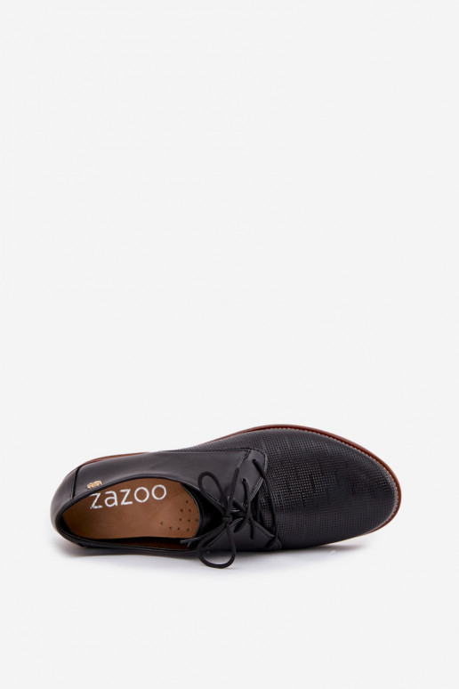 Pele sapato Feminino Estilo elegante com atacadores Zazoo 4238 cor preta Pele sapato Feminino Estilo elegante com atacadores Zazoo 4238 cor preta