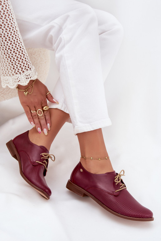 Pele sapato Feminino Estilo elegante com atacadores Zazoo 4238 Borgonha Pele sapato Feminino Estilo elegante com atacadores Zazoo 4238 Borgonha