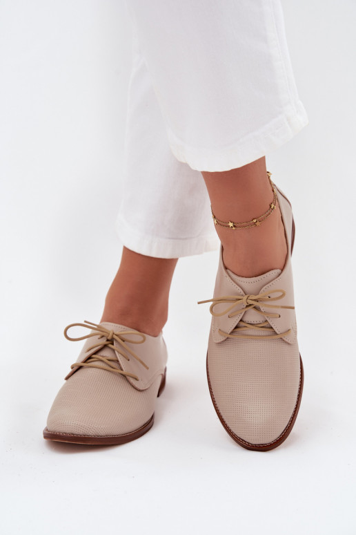 Pele sapato Feminino Estilo elegante com atacadores Zazoo 4238 bege Pele sapato Feminino Estilo elegante com atacadores Zazoo 4238 bege