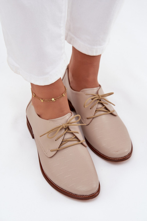Pele sapato Feminino Estilo elegante com atacadores Zazoo 4238 bege Pele sapato Feminino Estilo elegante com atacadores Zazoo 4238 bege