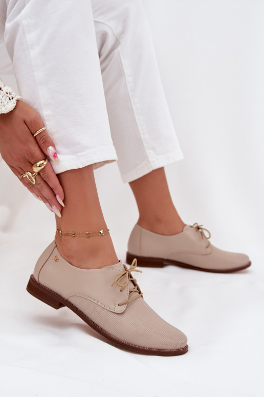 Pele sapato Feminino Estilo elegante com atacadores Zazoo 4238 bege Pele sapato Feminino Estilo elegante com atacadores Zazoo 4238 bege
