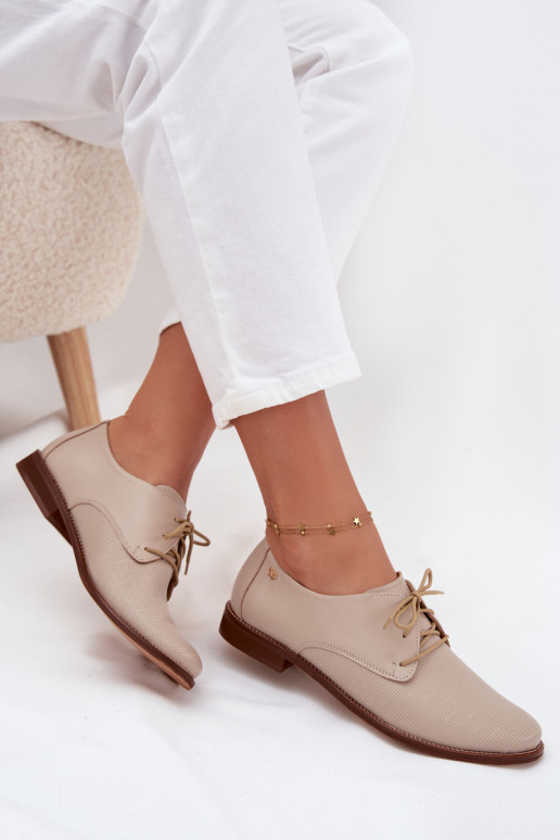Pele sapato Feminino Estilo elegante com atacadores Zazoo 4238 bege Pele sapato Feminino Estilo elegante com atacadores Zazoo 4238 bege