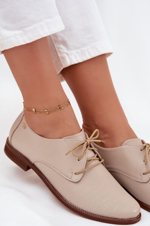 Pele sapato Feminino Estilo elegante com atacadores Zazoo 4238 bege Pele sapato Feminino Estilo elegante com atacadores Zazoo 4238 bege