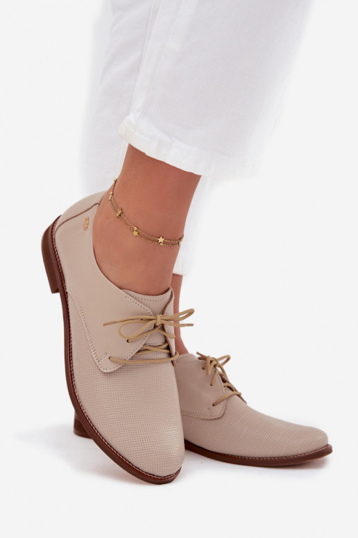 Pele sapato Feminino Estilo elegante com atacadores Zazoo 4238 bege Pele sapato Feminino Estilo elegante com atacadores Zazoo 4238 bege