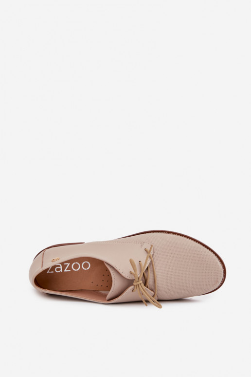 Pele sapato Feminino Estilo elegante com atacadores Zazoo 4238 bege Pele sapato Feminino Estilo elegante com atacadores Zazoo 4238 bege