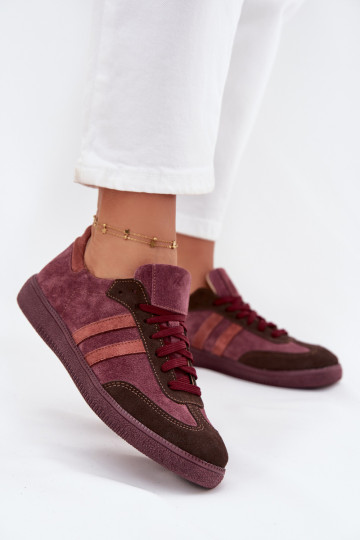 Zazoo N1068 de camurça Baixo À modalo de tênis Feminino Borgonha