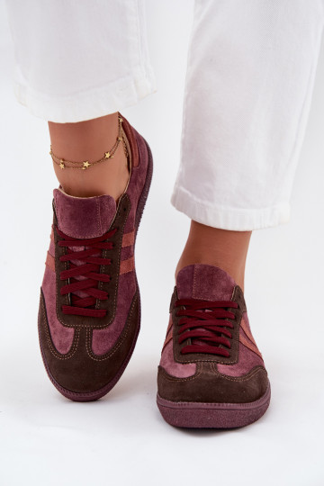 Zazoo N1068 de camurça Baixo À modalo de tênis Feminino Borgonha 2