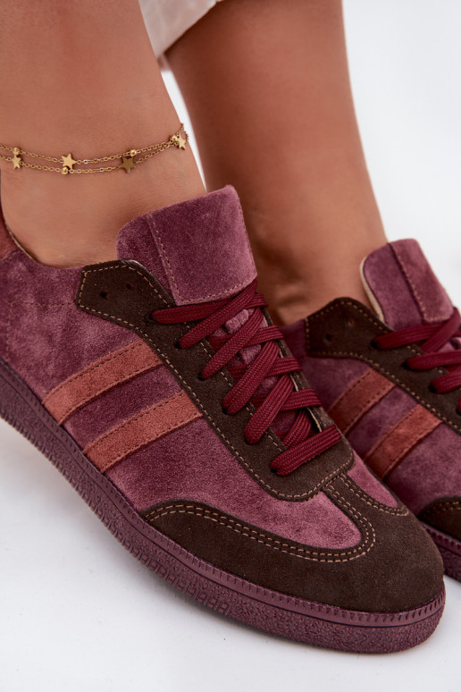 Zazoo N1068 de camurça Baixo À modalo de tênis Feminino Borgonha