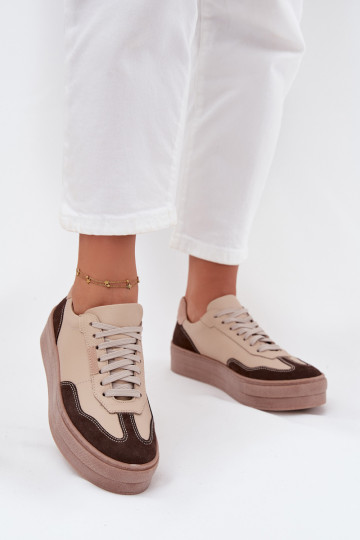 Pele À modalo de tênis Feminino com uma plataforma Zazoo N1269S2 bege 2