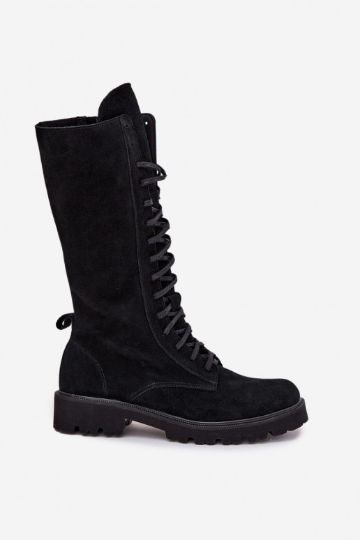 Sapatos de camurça Com uma renda Meio da panturrilha Zazoo 3103 cor preta Sapatos de camurça Com uma renda Meio da panturrilha Zazoo 3103 cor preta