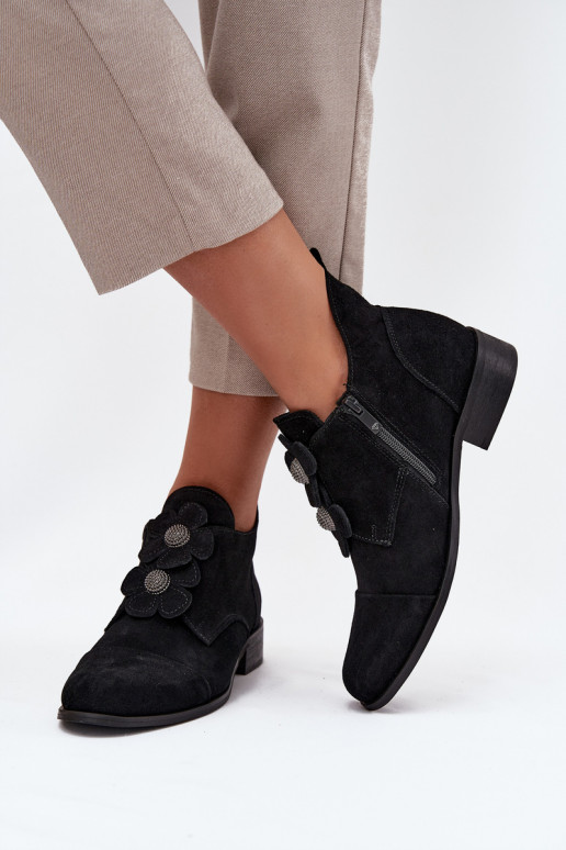 de camurça sapato Feminino Com decoraçõesi com motivos floraiskami Zazoo 3080 cor preta de camurça sapato Feminino Com decoraçõesi com motivos floraiskami Zazoo 3080 cor preta