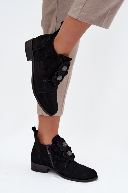 de camurça sapato Feminino Com decoraçõesi com motivos floraiskami Zazoo 3080 cor preta de camurça sapato Feminino Com decoraçõesi com motivos floraiskami Zazoo 3080 cor preta