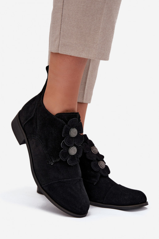 de camurça sapato Feminino Com decoraçõesi com motivos floraiskami Zazoo 3080 cor preta de camurça sapato Feminino Com decoraçõesi com motivos floraiskami Zazoo 3080 cor preta