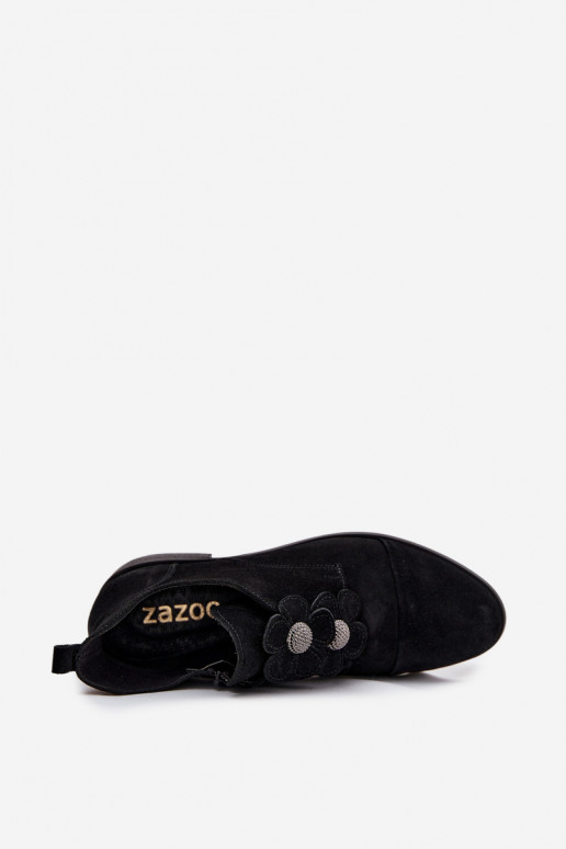 de camurça sapato Feminino Com decoraçõesi com motivos floraiskami Zazoo 3080 cor preta de camurça sapato Feminino Com decoraçõesi com motivos floraiskami Zazoo 3080 cor preta