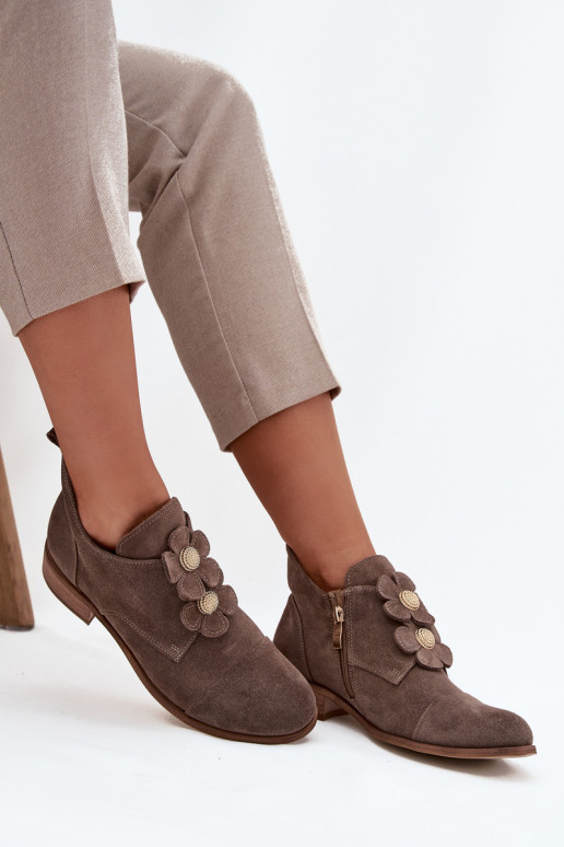 de camurça sapato Feminino Com decoraçõesi com motivos floraiskami Zazoo 3080 bege de camurça sapato Feminino Com decoraçõesi com motivos floraiskami Zazoo 3080 bege