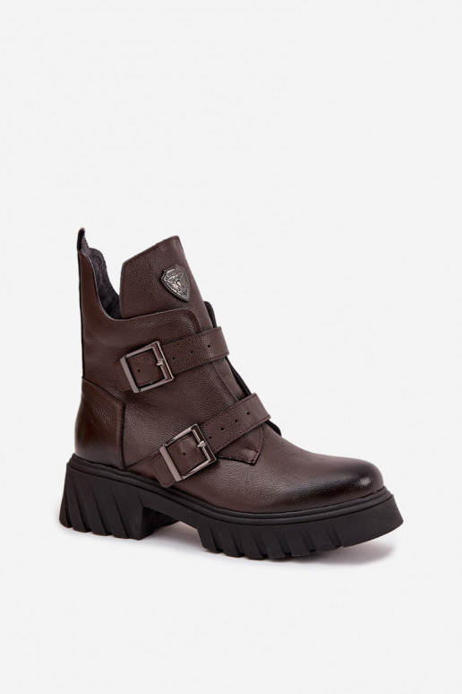 Pele aquecimento Botas femininas com fivelas I Ozdobnym Detalem Zazoo 60482 CzekoladoParae Pele aquecimento Botas femininas com fivelas I Ozdobnym Detalem Zazoo 60482 CzekoladoParae