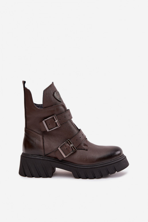 Pele aquecimento Botas femininas com fivelas I Ozdobnym Detalem Zazoo 60482 CzekoladoParae Pele aquecimento Botas femininas com fivelas I Ozdobnym Detalem Zazoo 60482 CzekoladoParae