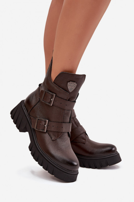 Pele aquecimento Botas femininas com fivelas I Ozdobnym Detalem Zazoo 60482 CzekoladoParae Pele aquecimento Botas femininas com fivelas I Ozdobnym Detalem Zazoo 60482 CzekoladoParae