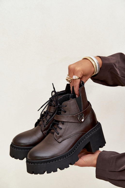 Pele Botas femininas Klocke com salto decorado aquecimento Zazoo 60557 CzekoladoParae Pele Botas femininas Klocke com salto decorado aquecimento Zazoo 60557 CzekoladoParae