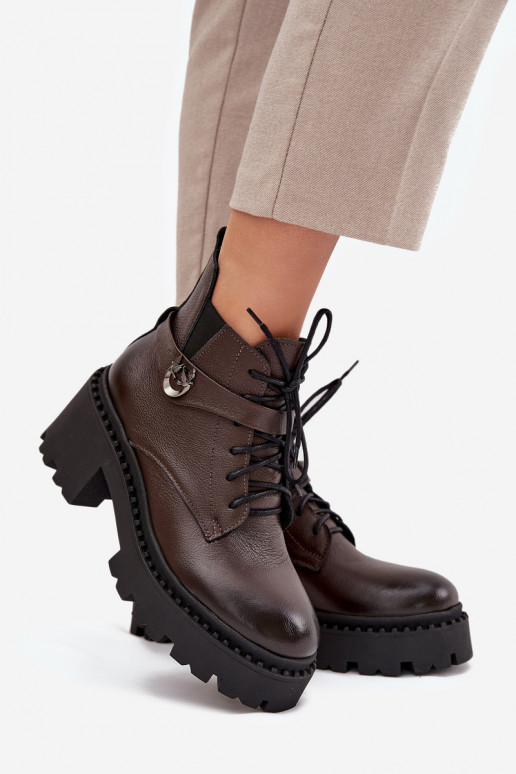 Pele Botas femininas Klocke com salto decorado aquecimento Zazoo 60557 CzekoladoParae Pele Botas femininas Klocke com salto decorado aquecimento Zazoo 60557 CzekoladoParae