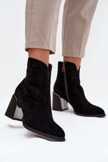 Botins de camurça femininos com impressão, quentes Vinceza 66801 preto