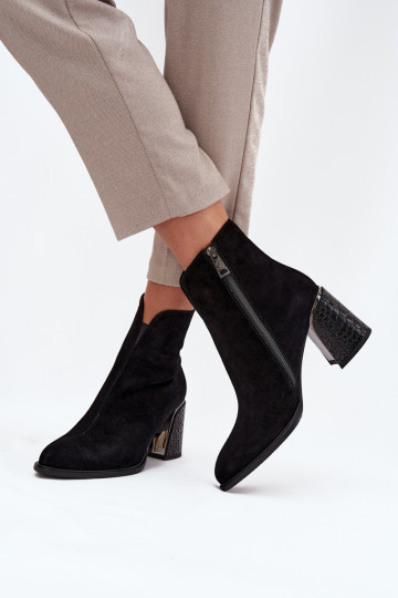 Botins de camurça femininos com impressão, quentes Vinceza 66801 preto 2