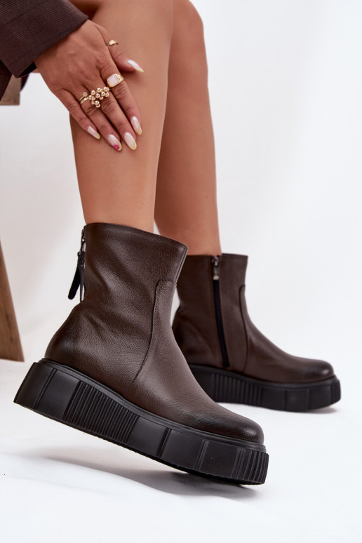 Zazoo 60369 Botas femininas com uma plataforma CzekoladoParae Zazoo 60369 Botas femininas com uma plataforma CzekoladoParae