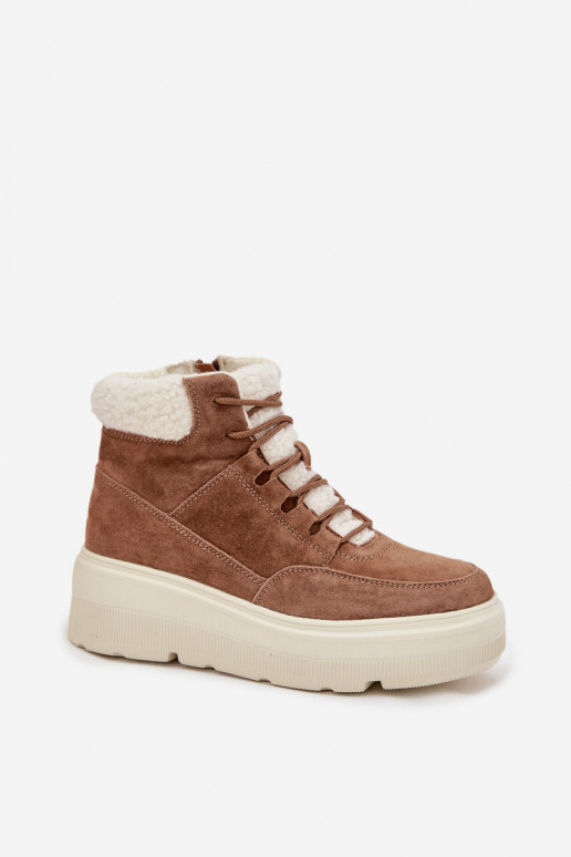 de camurça Botas de neve Feminino com aquecimento com uma plataforma Vinceza 95354 cor marrom de camurça Botas de neve Feminino com aquecimento com uma plataforma Vinceza 95354 cor marrom