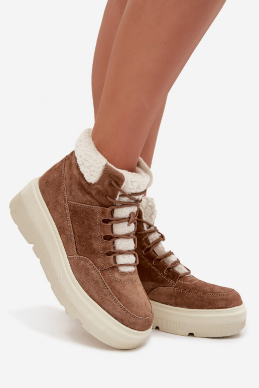 de camurça Botas de neve Feminino com aquecimento com uma plataforma Vinceza 95354 cor marrom de camurça Botas de neve Feminino com aquecimento com uma plataforma Vinceza 95354 cor marrom