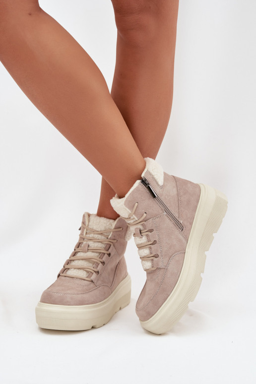 de camurça Botas de neve Feminino com aquecimento com uma plataforma Vinceza 95354 bege de camurça Botas de neve Feminino com aquecimento com uma plataforma Vinceza 95354 bege