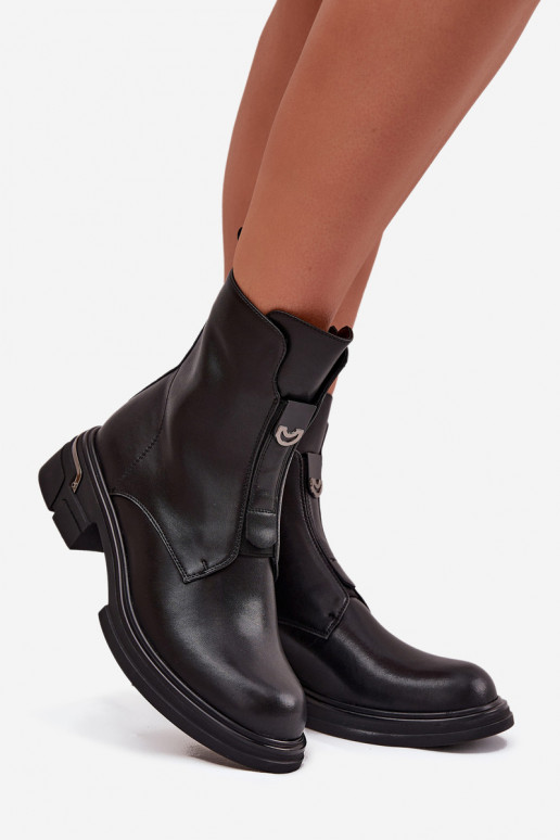 Botas femininasHabilitadoturalnej Skóry De salto baixo cor preta Karisse Botas femininasHabilitadoturalnej Skóry De salto baixo cor preta Karisse