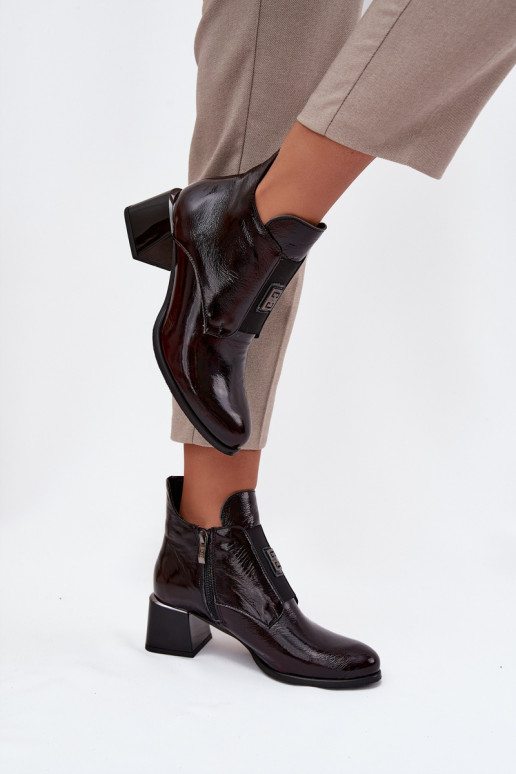 Pele com efeito verniz Botas Klocke Com decorações Detalem aquecimento Zazoo 60560 Borgonha