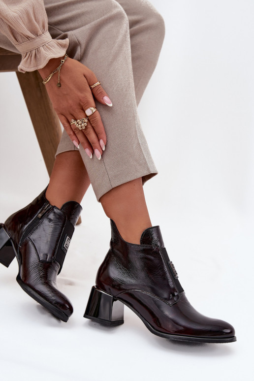 Pele com efeito verniz Botas Klocke Com decorações Detalem aquecimento Zazoo 60560 Borgonha