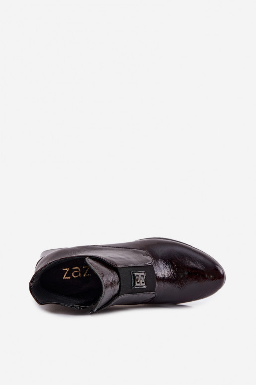 Pele com efeito verniz Botas Klocke Com decorações Detalem aquecimento Zazoo 60560 Borgonha