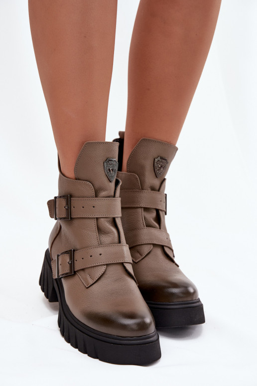 Pele aquecimento Botas femininas com fivelas I Ozdobnym Detalem Zazoo 60482 bege Pele aquecimento Botas femininas com fivelas I Ozdobnym Detalem Zazoo 60482 bege