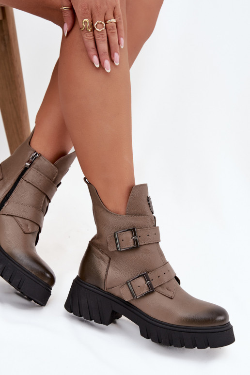 Pele aquecimento Botas femininas com fivelas I Ozdobnym Detalem Zazoo 60482 bege Pele aquecimento Botas femininas com fivelas I Ozdobnym Detalem Zazoo 60482 bege