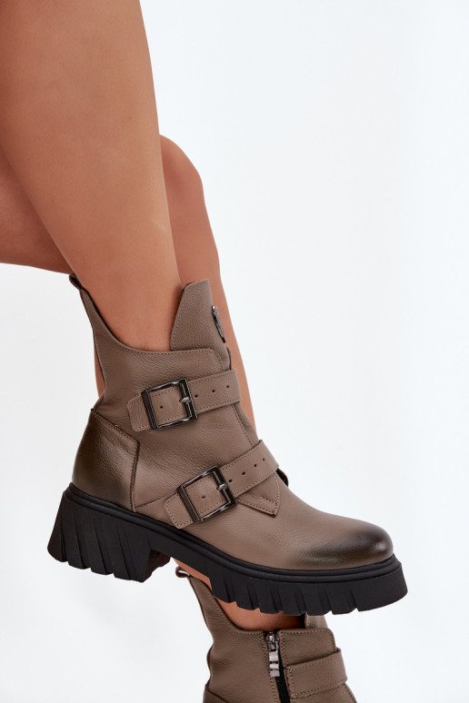 Pele aquecimento Botas femininas com fivelas I Ozdobnym Detalem Zazoo 60482 bege Pele aquecimento Botas femininas com fivelas I Ozdobnym Detalem Zazoo 60482 bege