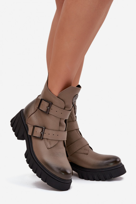 Pele aquecimento Botas femininas com fivelas I Ozdobnym Detalem Zazoo 60482 bege Pele aquecimento Botas femininas com fivelas I Ozdobnym Detalem Zazoo 60482 bege