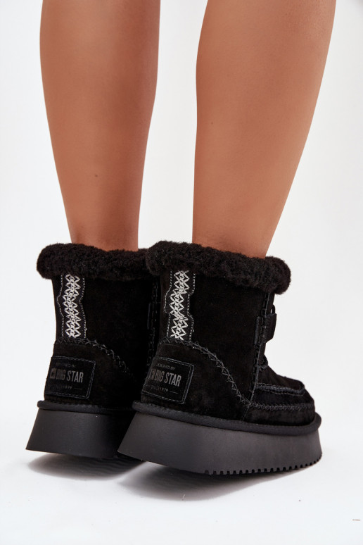 de camurça Botas de neve Feminino Com decoraçõesi Przeszyciami Big Star SS274372 cor preta de camurça Botas de neve Feminino Com decoraçõesi Przeszyciami Big Star SS274372 cor preta