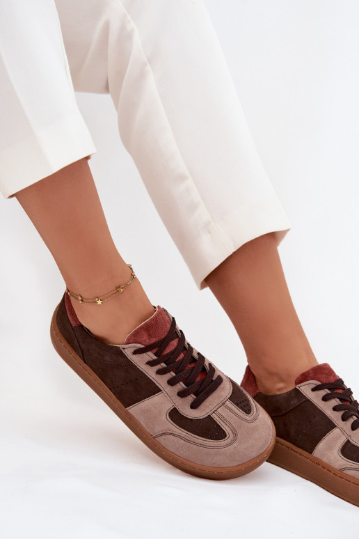 Pele de camurça À modalo de tênis Barefoot Feminino Zazoo N1277 cor marrom