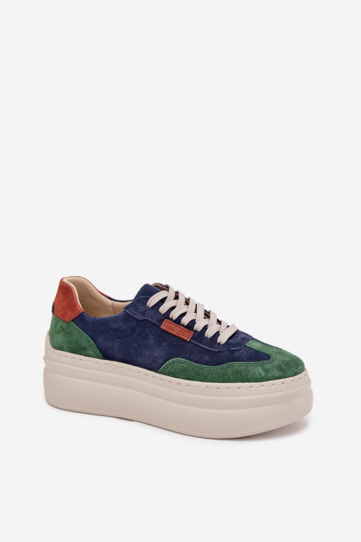 de camurça À modalo de tênis Feminino com uma plataforma Zazoo N1269S3 verde-azul escuro de camurça À modalo de tênis Feminino com uma plataforma Zazoo N1269S3 verde-azul escuro