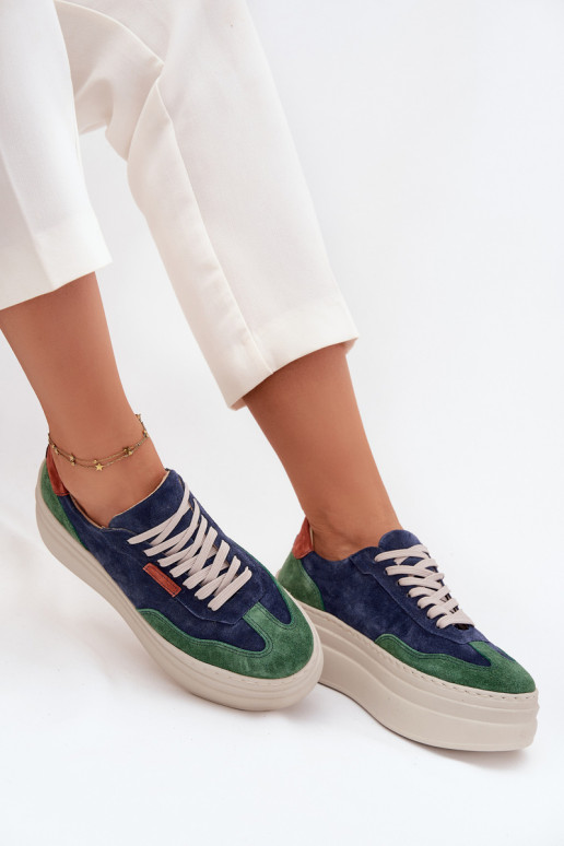 de camurça À modalo de tênis Feminino com uma plataforma Zazoo N1269S3 verde-azul escuro de camurça À modalo de tênis Feminino com uma plataforma Zazoo N1269S3 verde-azul escuro