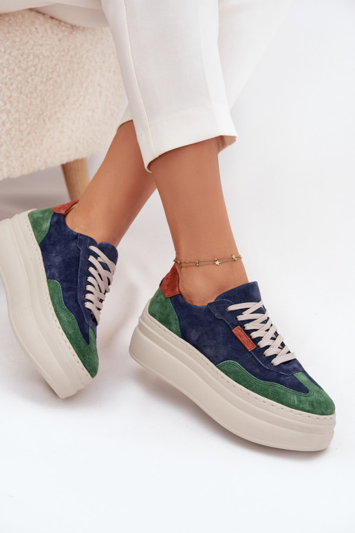 de camurça À modalo de tênis Feminino com uma plataforma Zazoo N1269S3 verde-azul escuro de camurça À modalo de tênis Feminino com uma plataforma Zazoo N1269S3 verde-azul escuro